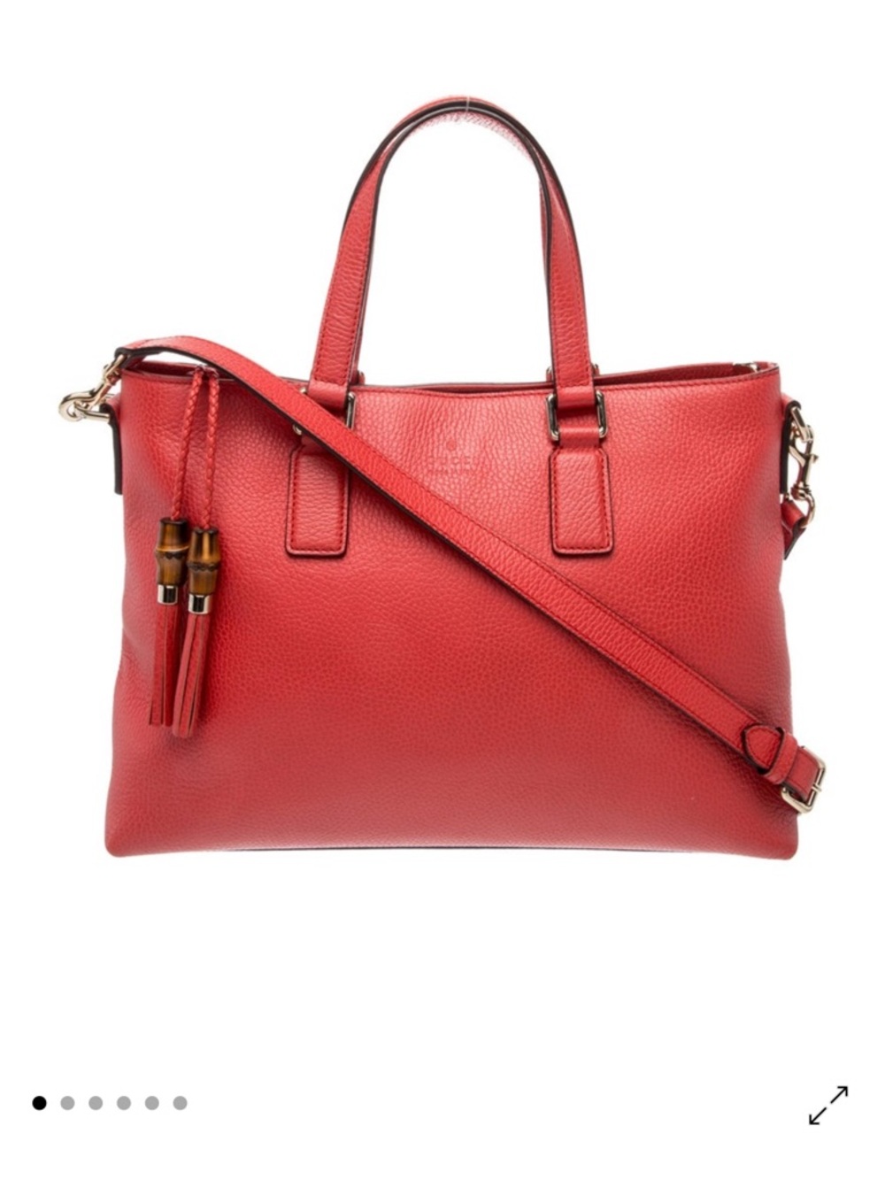 Gucci Red Leather Shoulder Tote with Tassel Detail